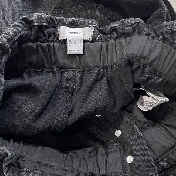 Forever 21 Jeans Womens M Black Paper Bag High Waist Dark Wash Baggy 90s Style - Picture 5 of 6